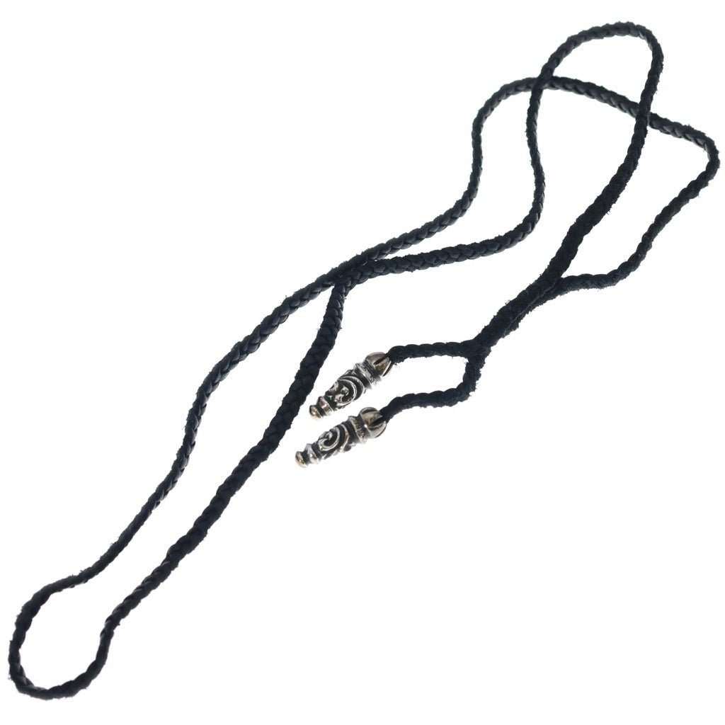 CHROME HEARTS(クロムハーツ) LEATHER BRAID SCROLL ラージ レザーブレイドネックレス ブラック/シルバー