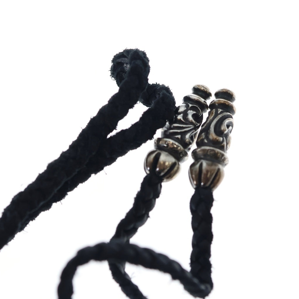 CHROME HEARTS(クロムハーツ) LEATHER BRAID SCROLL ラージ レザーブレイドネックレス ブラック/シルバー