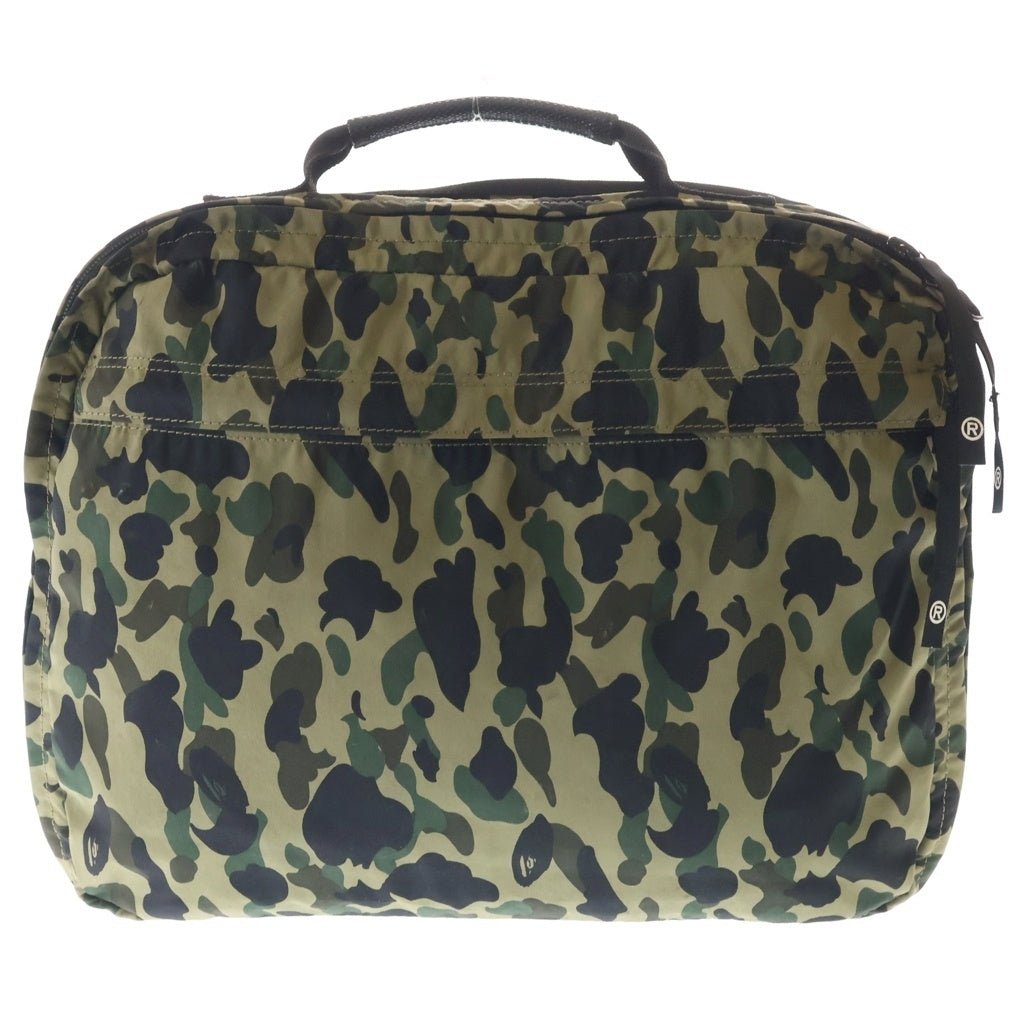 A BATHING APE(アベイシングエイプ) 1st camo カモフラ総柄 ブリーフケース ハンドバッグ グリーン レディース