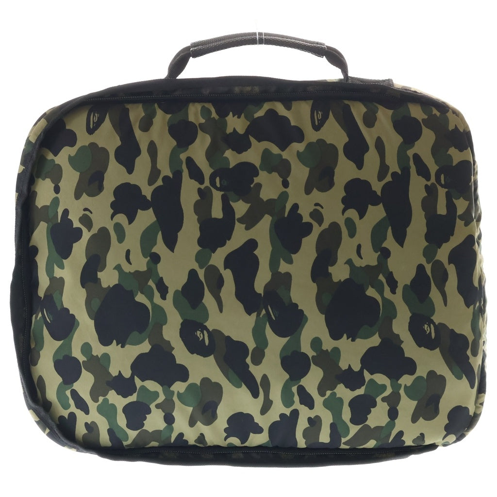 A BATHING APE(アベイシングエイプ) 1st camo カモフラ総柄 ブリーフケース ハンドバッグ グリーン レディース