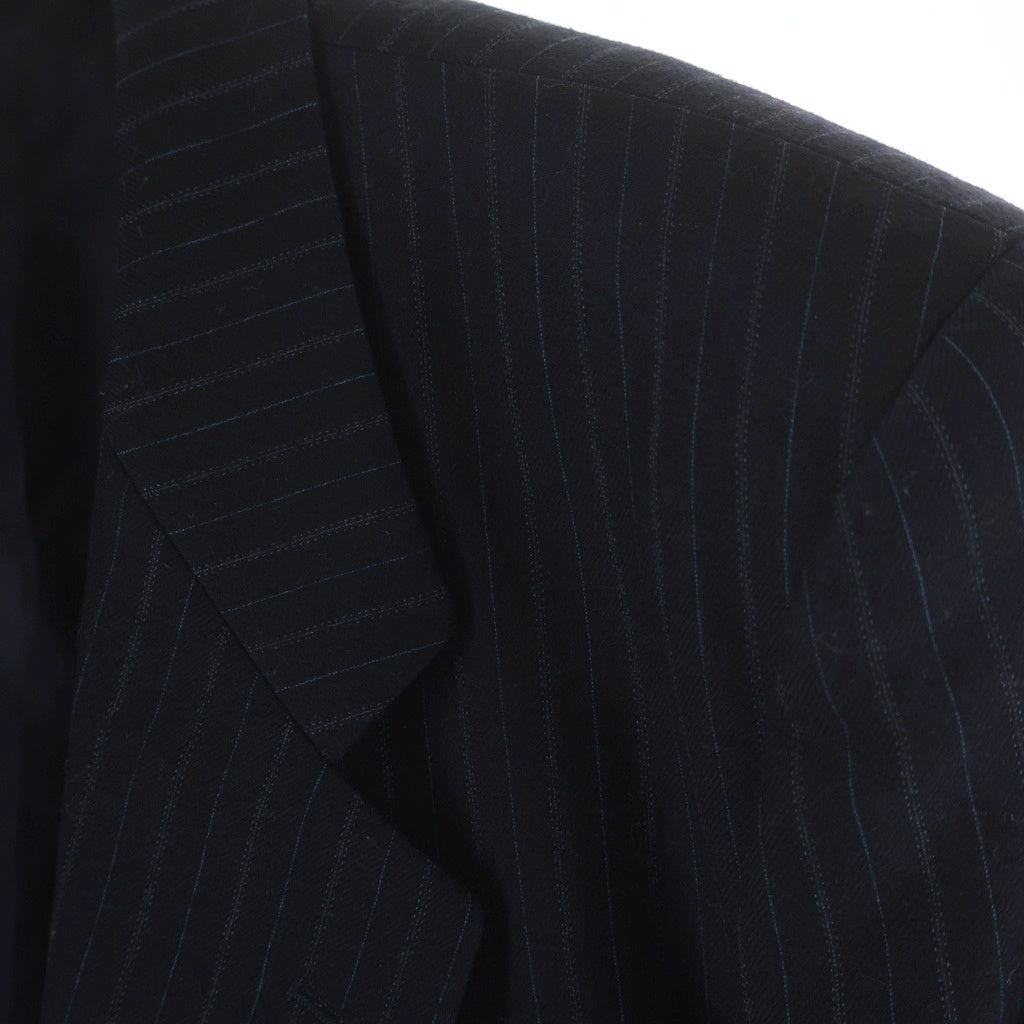 COMME des GARCONS HOMME(コムデギャルソンオム) ピークドラペル ストライプ柄 シングルテーラードジャケット ネイビー HS-08009