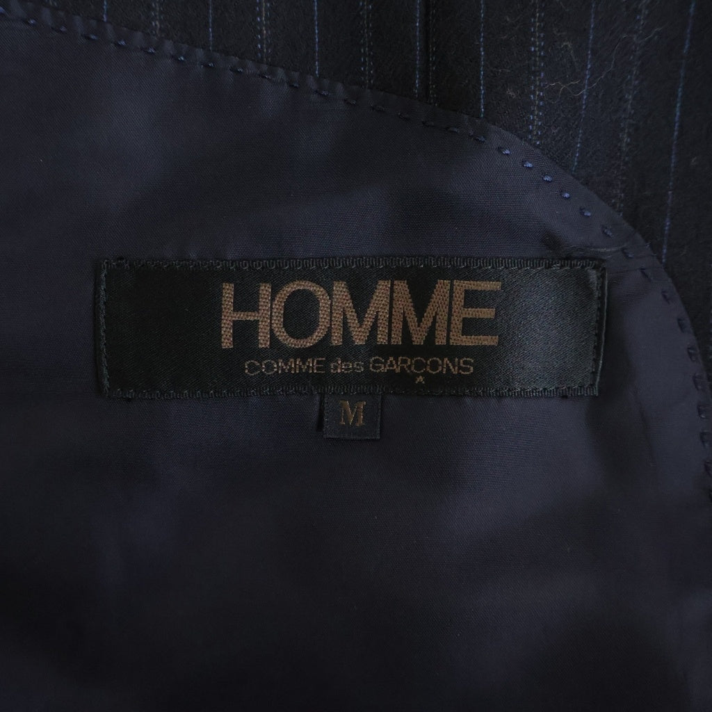 COMME des GARCONS HOMME(コムデギャルソンオム) ピークドラペル ストライプ柄 シングルテーラードジャケット ネイビー HS-08009