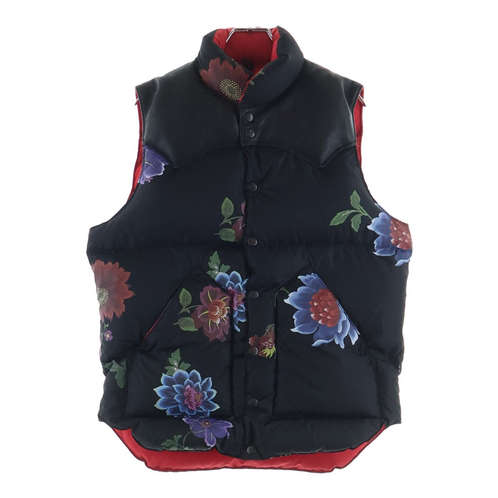 WILDSIDE YOHJI YAMAMOTO(ワイルドサイド ヨウジ ヤマモト) ×Rocky Mountain Featherbed Down Vest ロッキーマウンテン フェザーダウンベスト 花柄 ブラック レディース 290-242-34