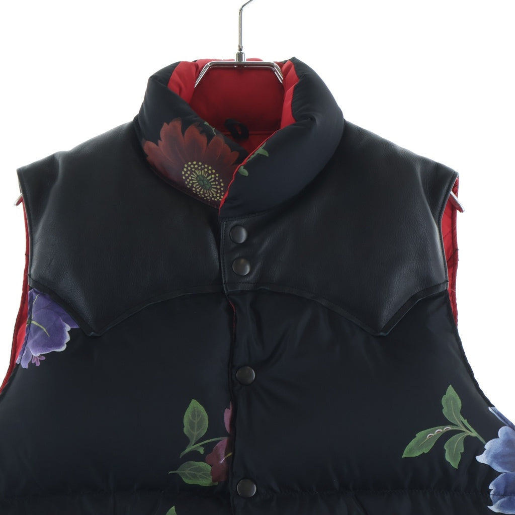 WILDSIDE YOHJI YAMAMOTO(ワイルドサイド ヨウジ ヤマモト) ×Rocky Mountain Featherbed Down Vest ロッキーマウンテン フェザーダウンベスト 花柄 ブラック レディース 290-242-34