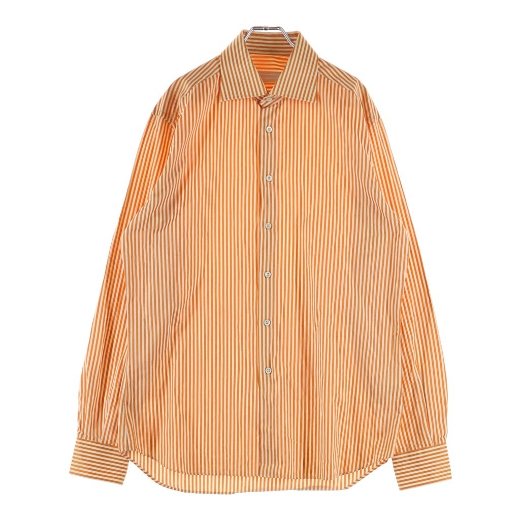 PRADA(プラダ) Cotton Striped Long-Sleeved Shirt コットンストライプ長袖シャツ オレンジ