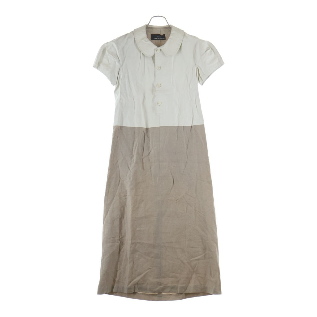 tricot COMME des GARCONS(トリコ コム デ ギャルソン) 切り替えデザイン 半袖ワンピース ホワイト/ベージュ TO-100050 レディース