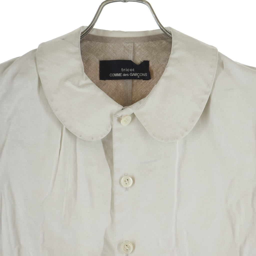 tricot COMME des GARCONS(トリコ コム デ ギャルソン) 切り替えデザイン 半袖ワンピース ホワイト/ベージュ TO-100050 レディース