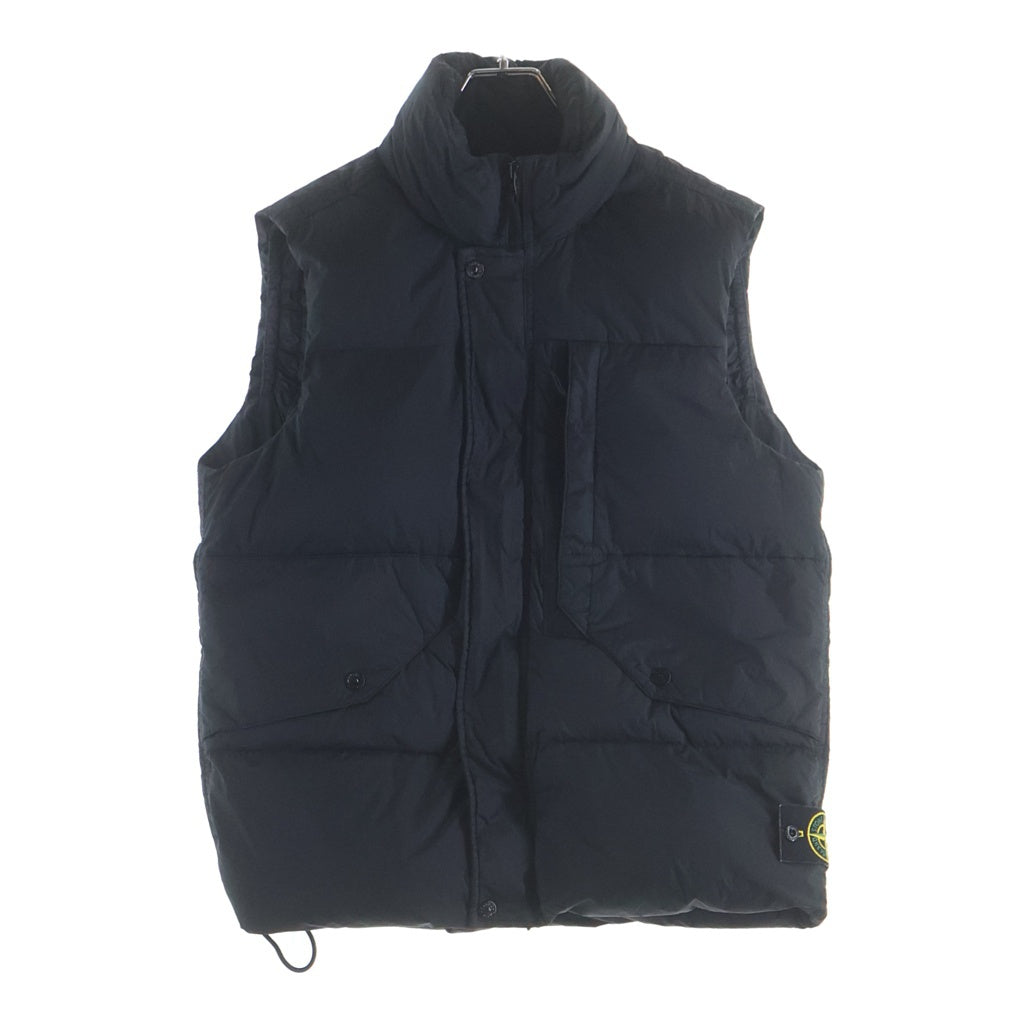 STONE ISLAND(ストーンアイランド) GARMENT DYED CRINKLE REPS RECYCLED NYLON DOWN VEST ロゴパッチ ナイロンダウンベスト ブラック 7915G0423