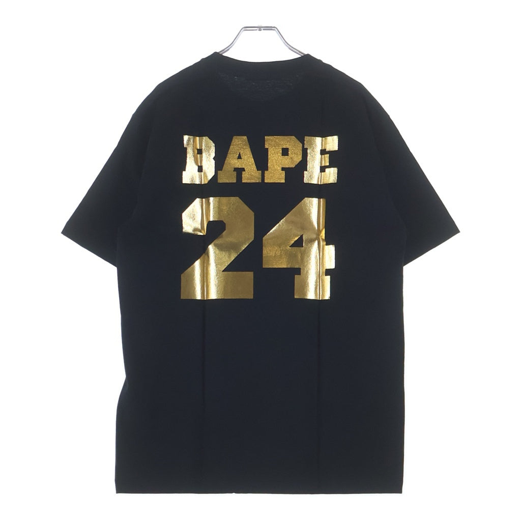 A BATHING APE(アベイシングエイプ) ×24karats 24カラッツ メタリックプリント 半袖Tシャツ カットソー ブラック 001CSB731908X