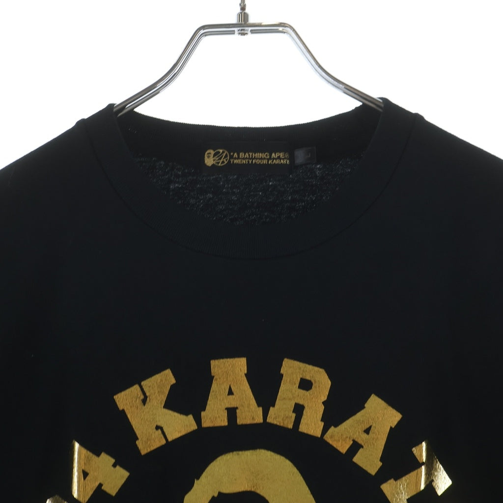 A BATHING APE(アベイシングエイプ) ×24karats 24カラッツ メタリックプリント 半袖Tシャツ カットソー ブラック 001CSB731908X
