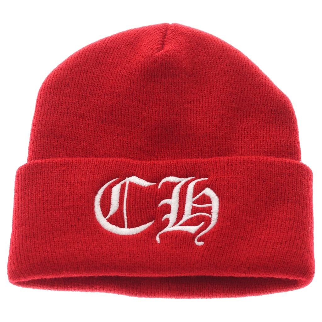 CHROME HEARTS(クロムハーツ) OLD WATCH CAP オールド ワッチキャップ CHロゴ刺繍 ニットビーニー ニットキャップ 帽子レッド