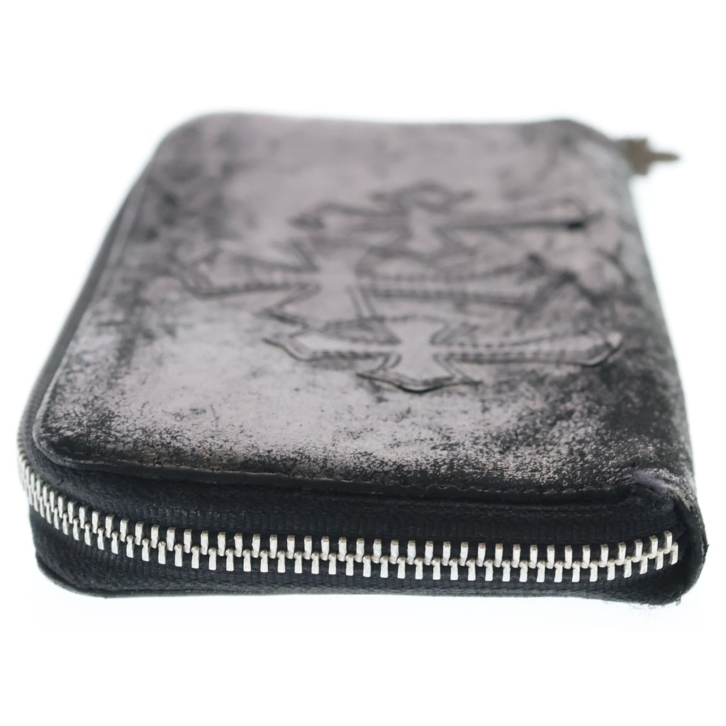 CHROME HEARTS(クロムハーツ) REC F ZIP 3セメタリー クロスパッチ ラウンドファスナーウォレット 長財布 ブラック/ゴールド