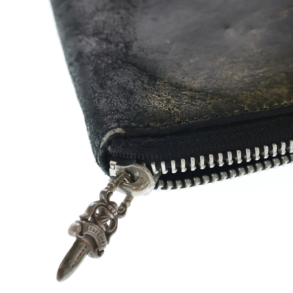 CHROME HEARTS(クロムハーツ) REC F ZIP 3セメタリー クロスパッチ ラウンドファスナーウォレット 長財布 ブラック/ゴールド