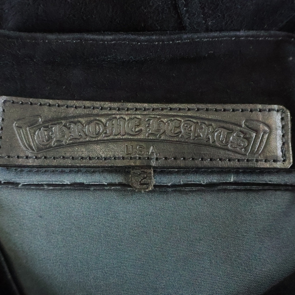 CHROME HEARTS(クロムハーツ) OLD FLEURKNEE NUBUCK IEATHER PANTS オールド フレアニー ヌバック レザーパンツ レディース ブラック