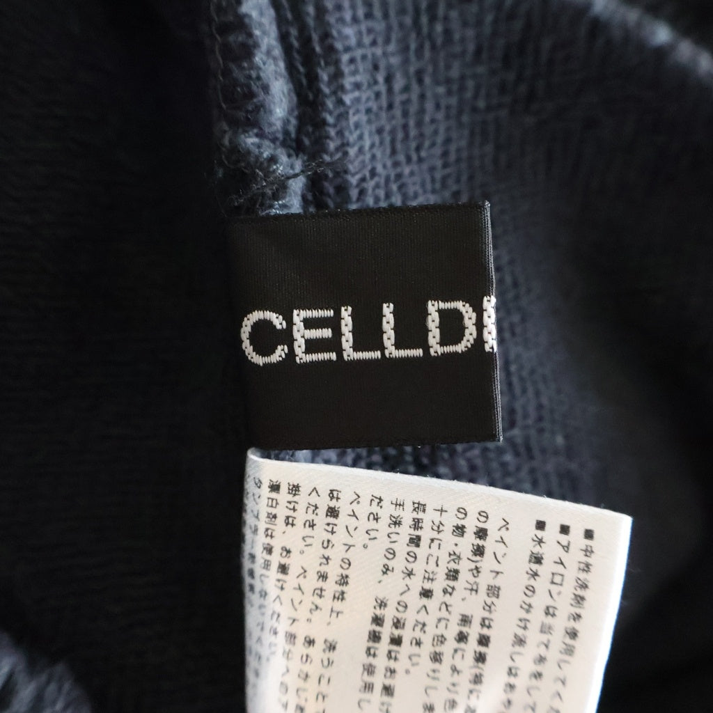 NO BRAND(ノーブランド) CELLDIVISION セルディヴィジョン ロゴ刺繍 ダメージ加工 ワイドスウェットパンツ ブラック