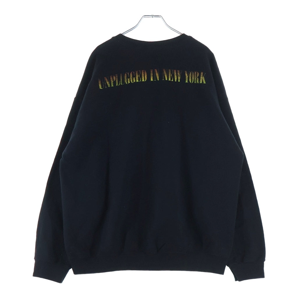 NO BRAND(ノーブランド) NIRVANA ニルヴァーナ フロントプリント クルーネックスウェット トレーナー ブラック