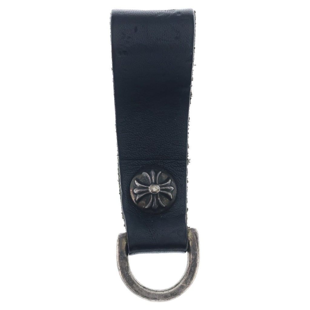 CHROME HEARTS(クロムハーツ) BELT LOOP Dカン クロスボールボタンレザーベルトループ シルバー/ブラック BCA397
