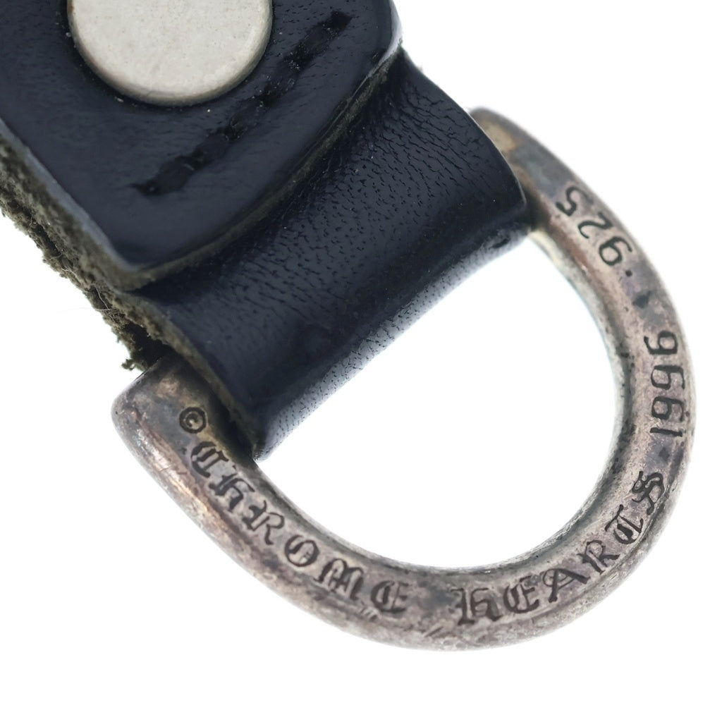 CHROME HEARTS(クロムハーツ) BELT LOOP Dカン クロスボールボタンレザーベルトループ シルバー/ブラック BCA397