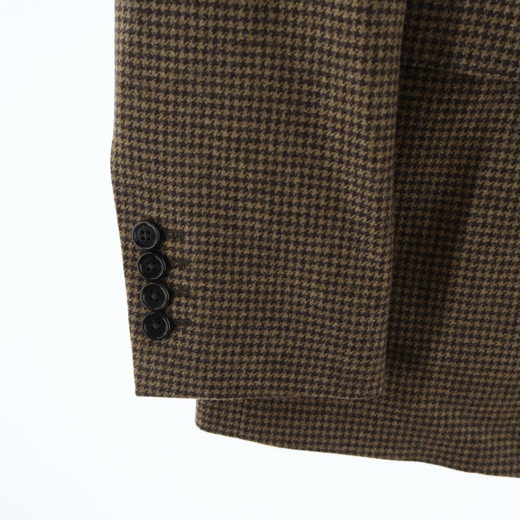 CELINE(セリーヌ) HOUNDSTOOTH WOOL JACKET ハウンドトゥース ウール シングルテーラードジャケット ブラウン 2V20J367V
