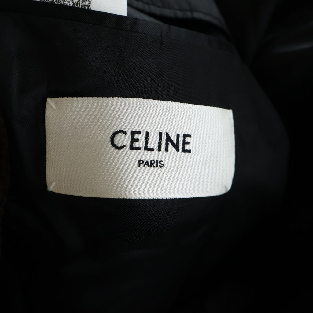 CELINE(セリーヌ) HOUNDSTOOTH WOOL JACKET ハウンドトゥース ウール シングルテーラードジャケット ブラウン 2V20J367V