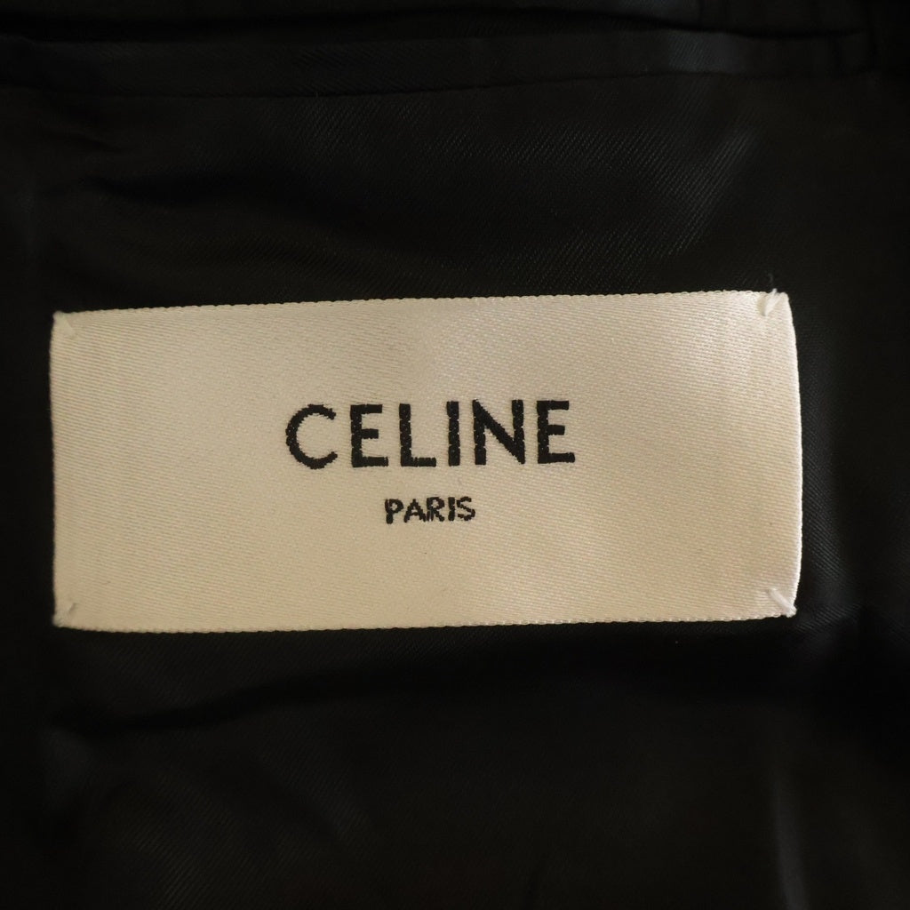 CELINE(セリーヌ) BOXY JACKET IN STRIPED WOOL ストライプ柄 ウール ボクシーダブルテーラードジャケット ブラック 2V77J138Q