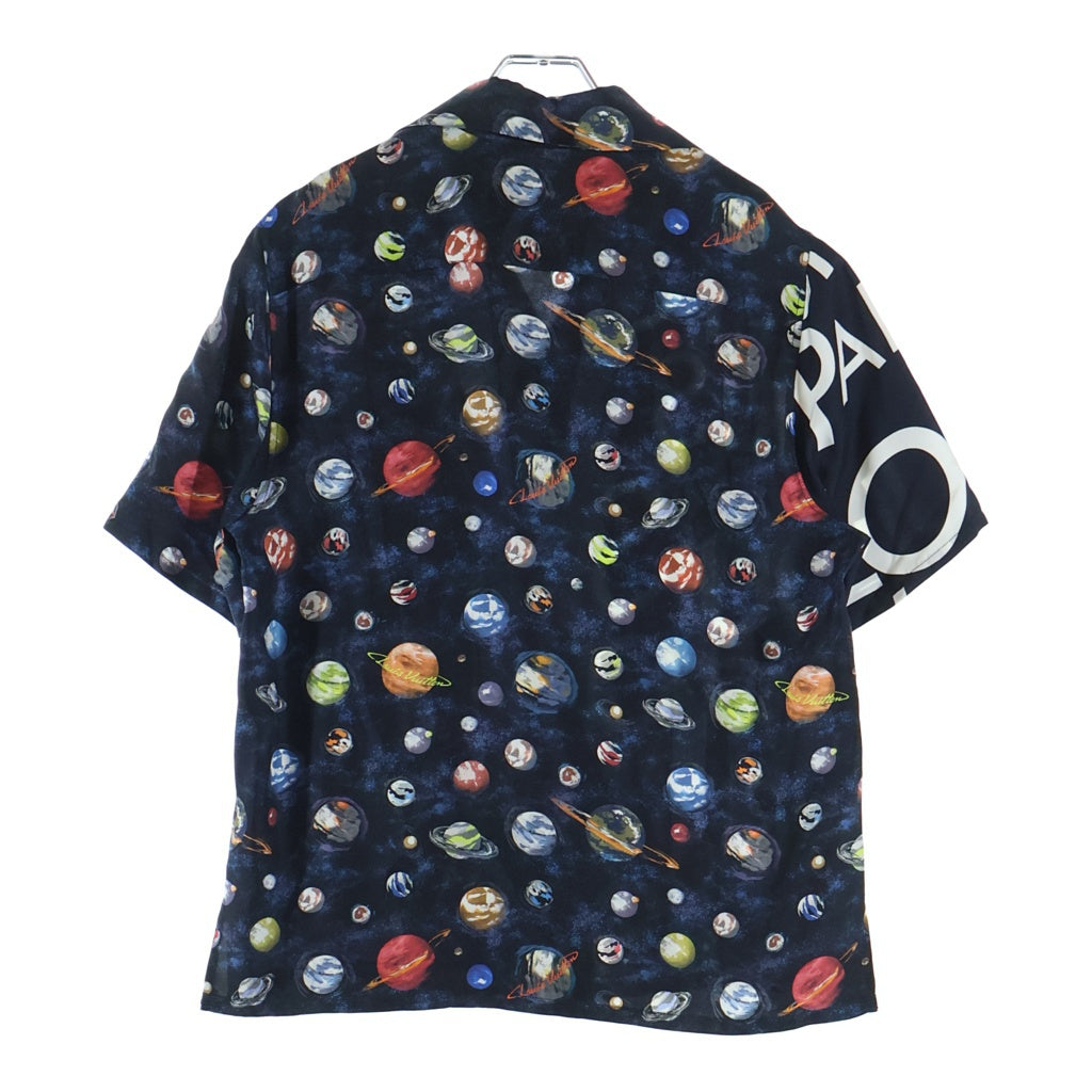 LOUIS VUITTON(ルイヴィトン) 19SS ロゴ ギャラクシー シルク オープンカラー 半袖シャツ ブラック RM191MJHQHGS10W