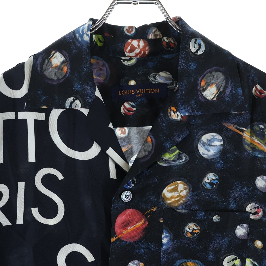 LOUIS VUITTON(ルイヴィトン) 19SS ロゴ ギャラクシー シルク オープンカラー 半袖シャツ ブラック RM191MJHQHGS10W