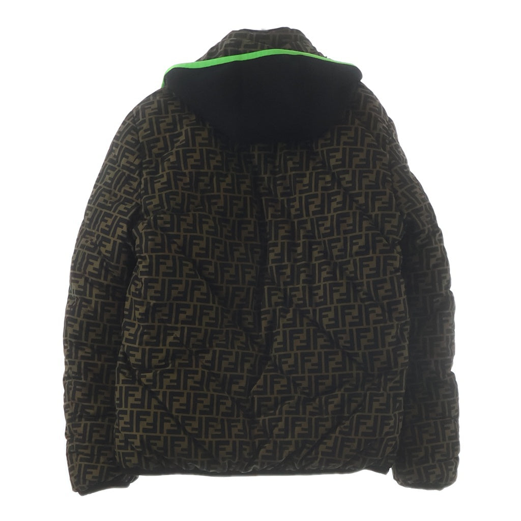FENDI(フェンディ) ズッカ柄 フーデット ジップアップ ダウンジャケット ブラウン FAA634A8J6