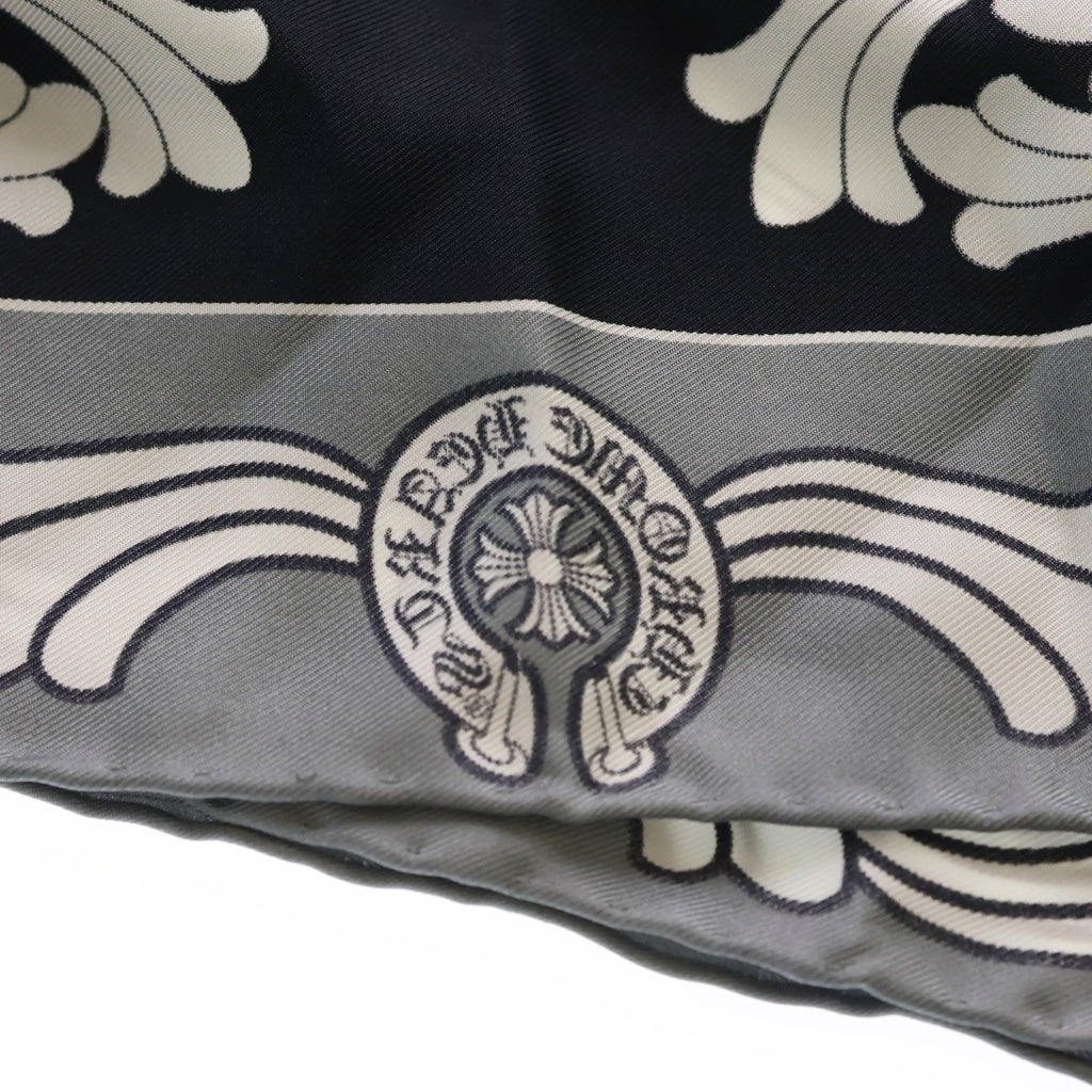 CHROME HEARTS(クロムハーツ) SILK SCARF CH PLUS クロムハーツ シルク スカーフ CHプラス ブラック/ホワイト/グレー レディース