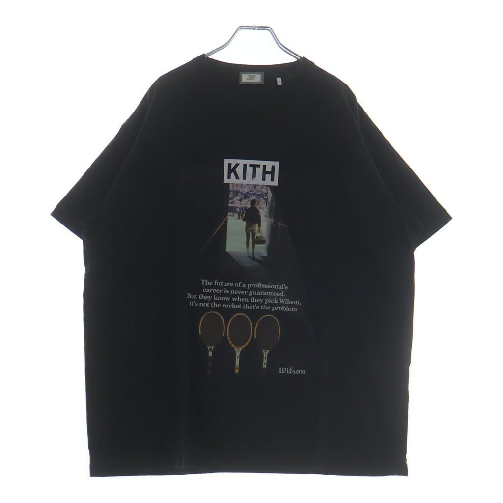 KITH(キス) ×WILSON ウィルソン フォトデザイン クルーネック カットソー 半袖Tシャツ ブラック KHM030091-001