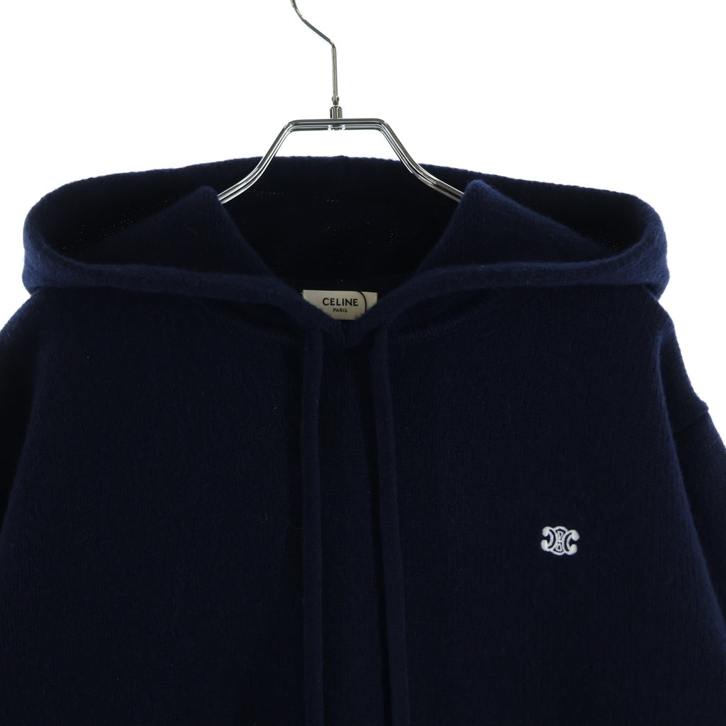 CELINE(セリーヌ) トリンオフロゴ カシミヤ フーデッド スウェット パーカー ネイビー 2AC87048T