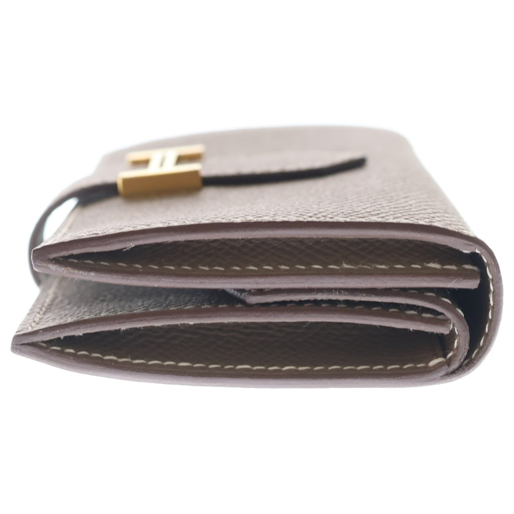 HERMES(エルメス) BEARN MINI W刻印 ベアンミニ コンビネ エトゥープ レザー ショートウォレット ベージュ レディース