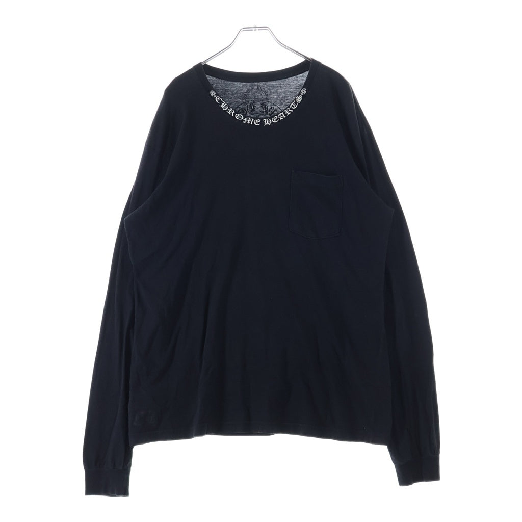 CHROME HEARTS(クロムハーツ) NECK LOGO L/S TEE ネックロゴ アームフローラル クルーネック カットソー 長袖Tシャツ ブラック