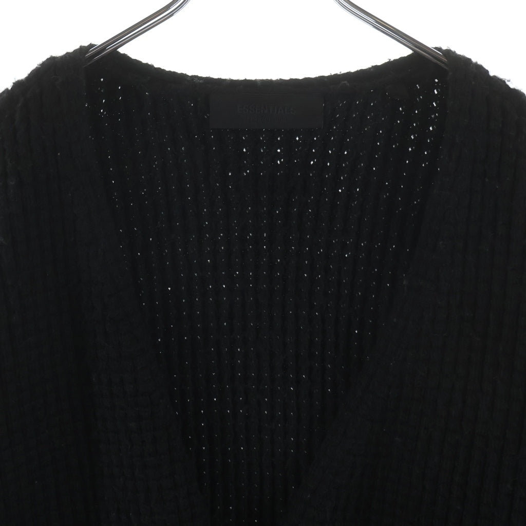 FEAR OF GOD ESSENTIALS(フィアオブゴッド エッセンシャルズ) Heavy Waffle Cardigan ヘビーワッフル カーディガン ニット ブラック