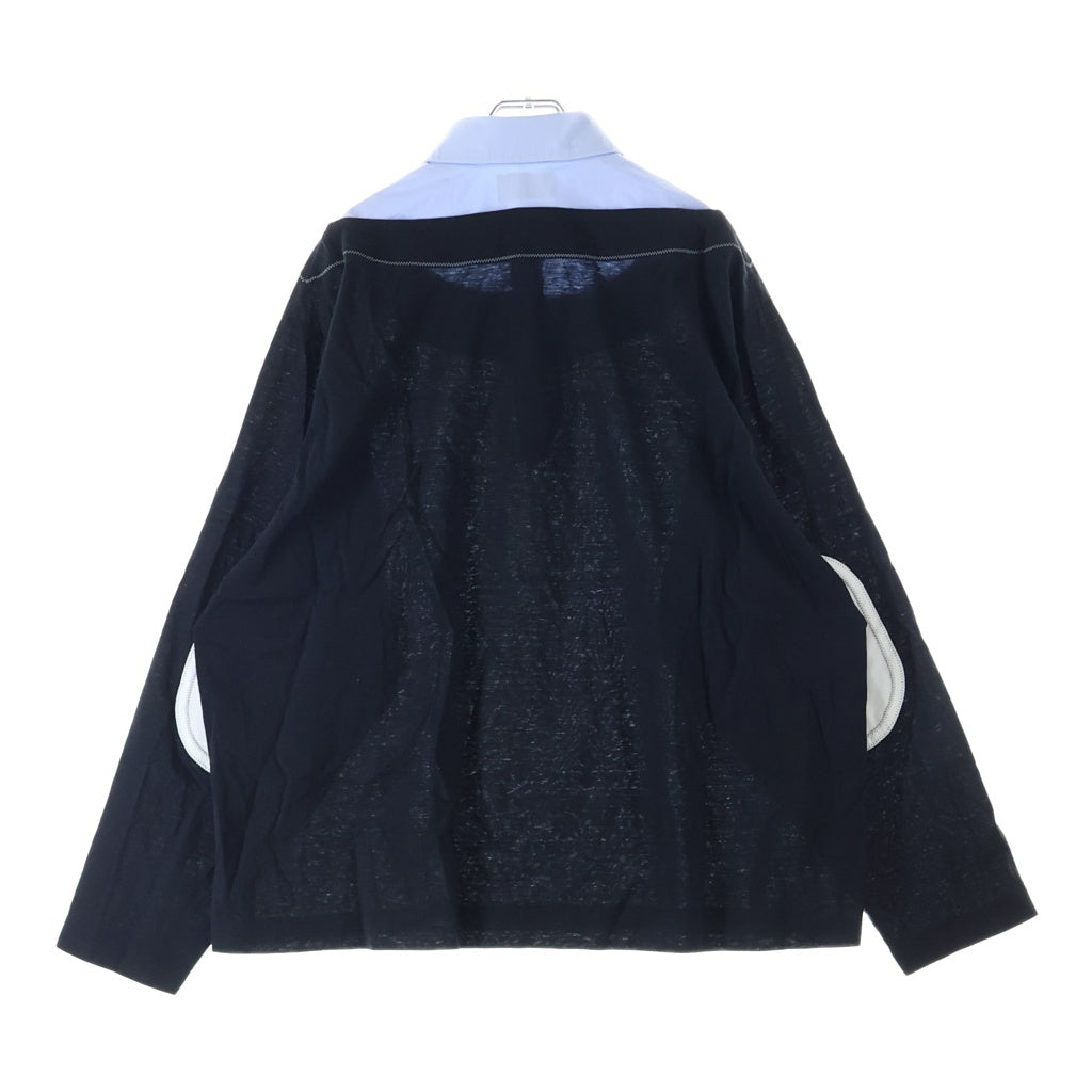 kolor(カラー) レイヤードデザイン コットン 長袖シャツ ブルー/ブラック 26CSM-T02202
