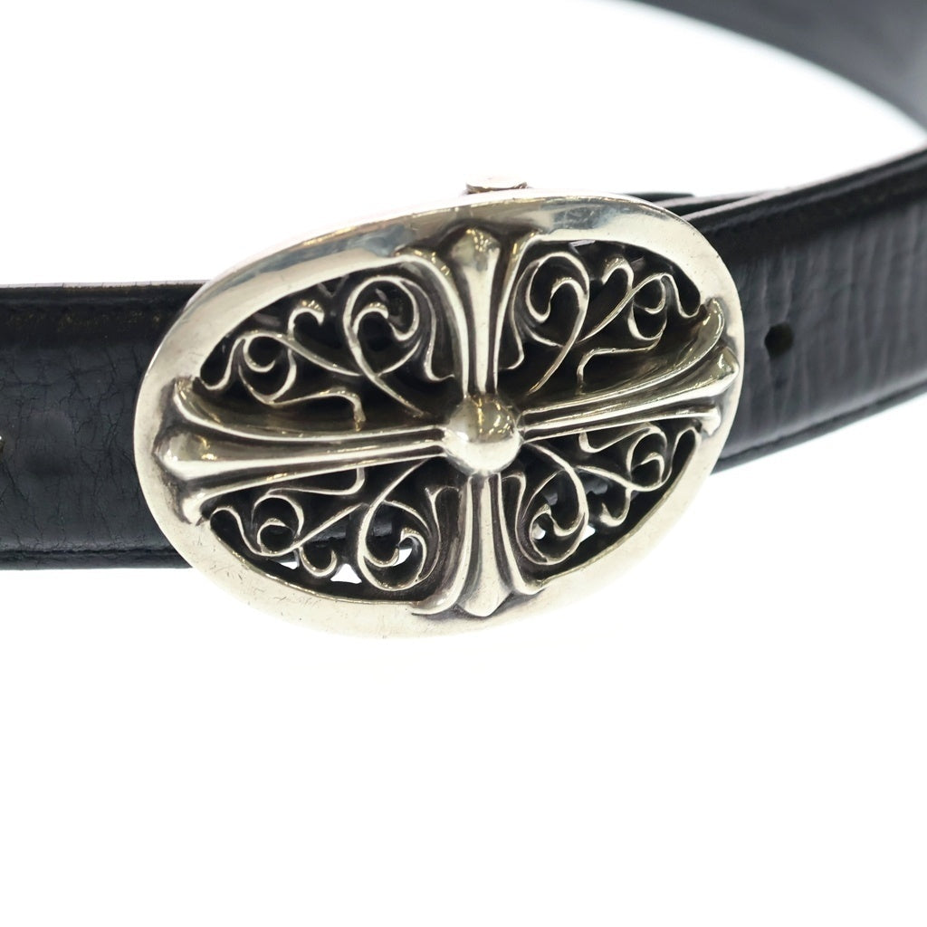 CHROME HEARTS(クロムハーツ) OVAL CROSS STRAP1.5クラシックオーバルクロスバックル レザーベルト シルバー