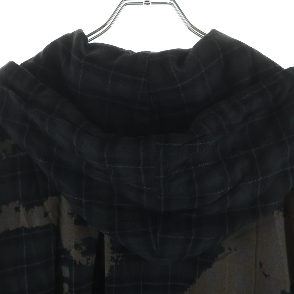 DIESEL(ディーゼル) バックロゴデザイン チェック柄 フーデッド 長袖シャツ ブラック A16214