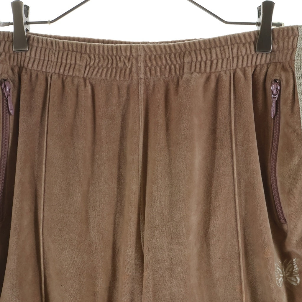Needles(ニードルス) 23SS NARROW TRACK PANT ナロー ロゴデザイン ベロア トラックパンツ ピンク