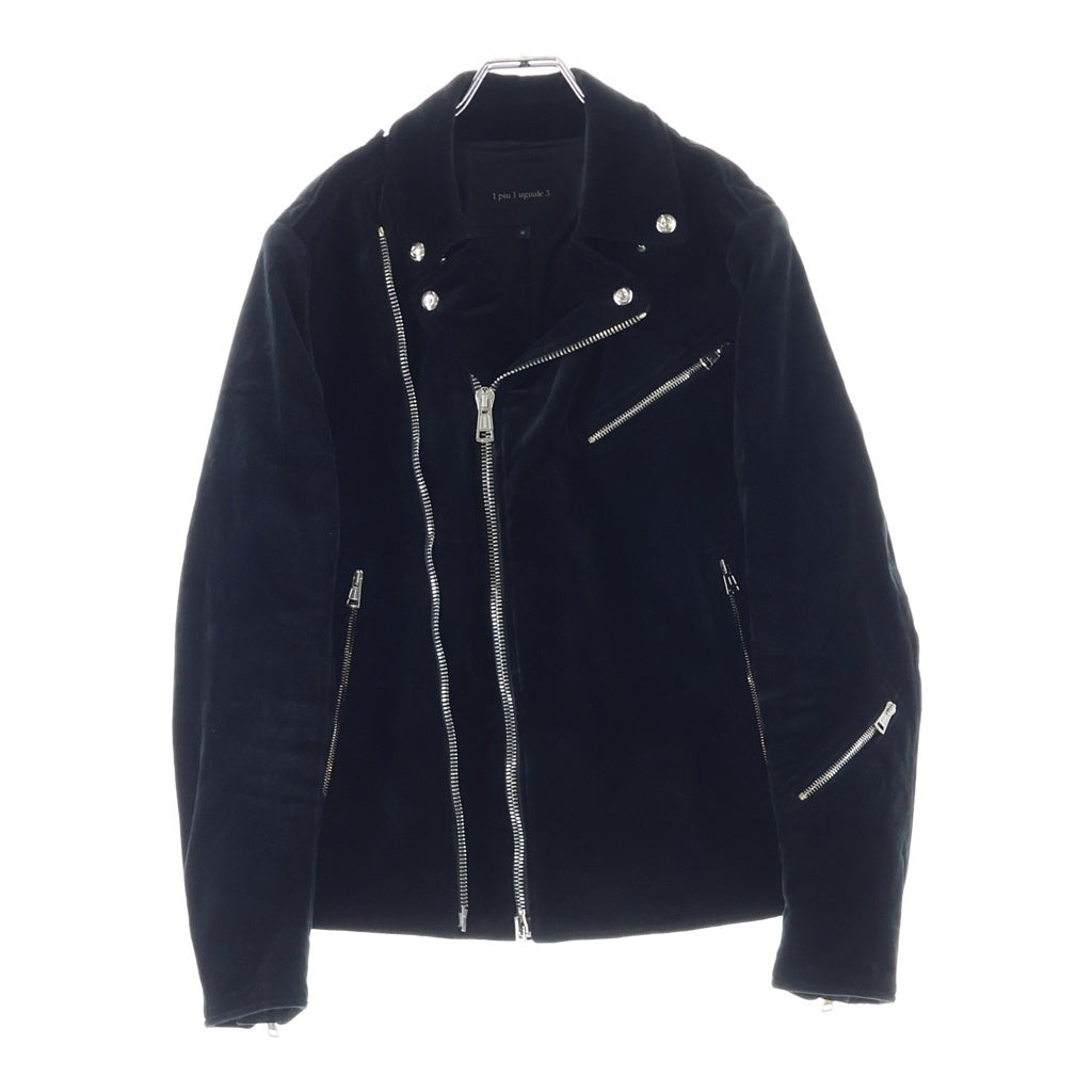 1 PIU 1 UGUALE 3 RELAX(ウノピゥウノウグァーレトレ) ITALY VELVETEEN RIDERS JACKET イタリー ベルベティーン ダブルライダースジャケット ブラック
