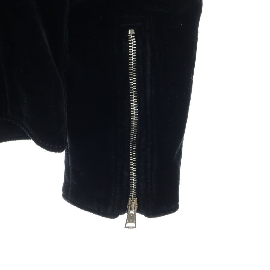 1 PIU 1 UGUALE 3 RELAX(ウノピゥウノウグァーレトレ) ITALY VELVETEEN RIDERS JACKET イタリー ベルベティーン ダブルライダースジャケット ブラック