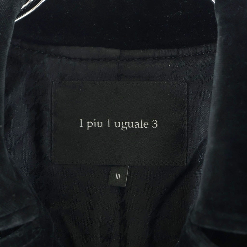 1 PIU 1 UGUALE 3 RELAX(ウノピゥウノウグァーレトレ) ITALY VELVETEEN RIDERS JACKET イタリー ベルベティーン ダブルライダースジャケット ブラック