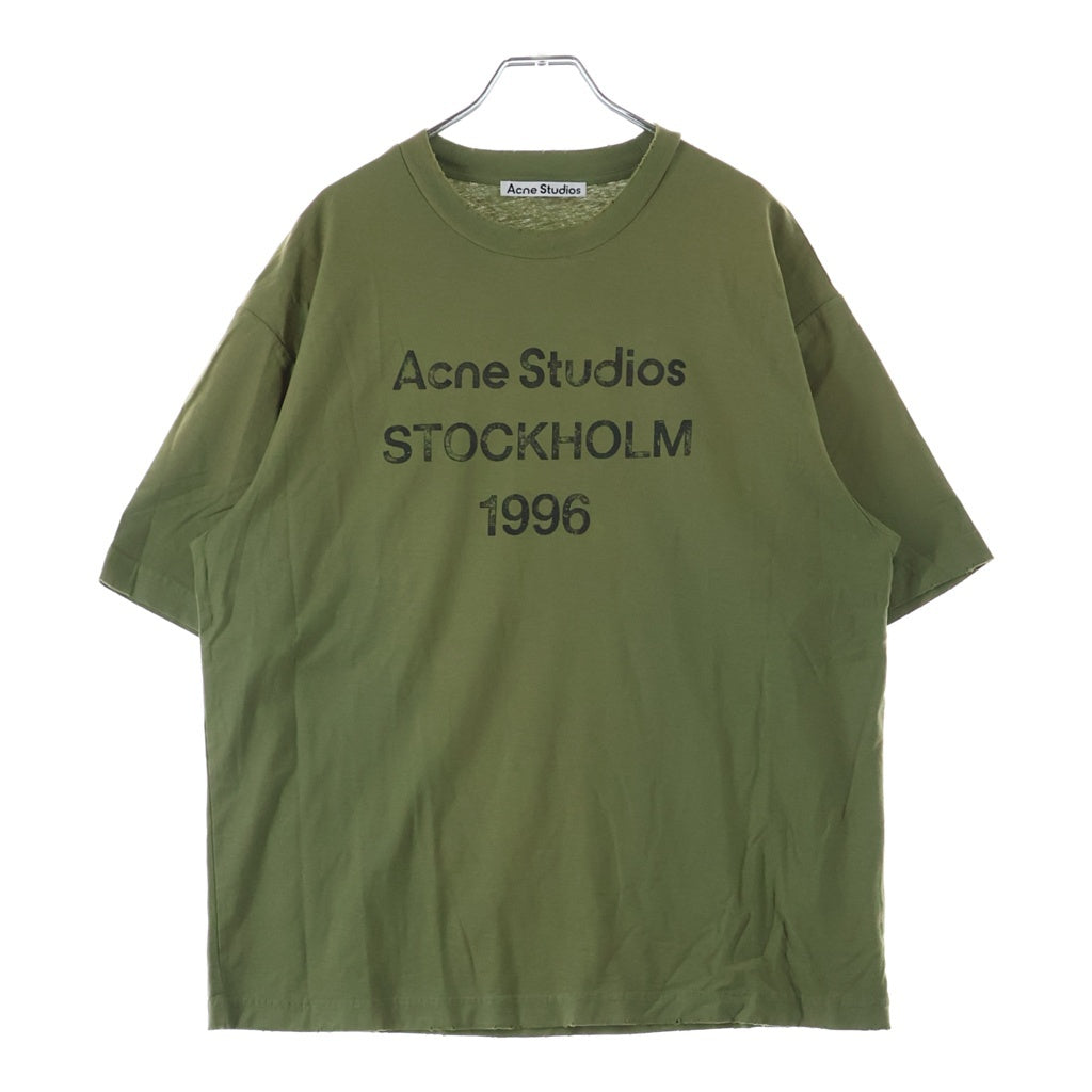 Acne Studios(アクネ ストゥディオズ) 1996 フロントロゴプリント 半袖Tシャツ カットソー カーキ FN-UX-TSHI000013