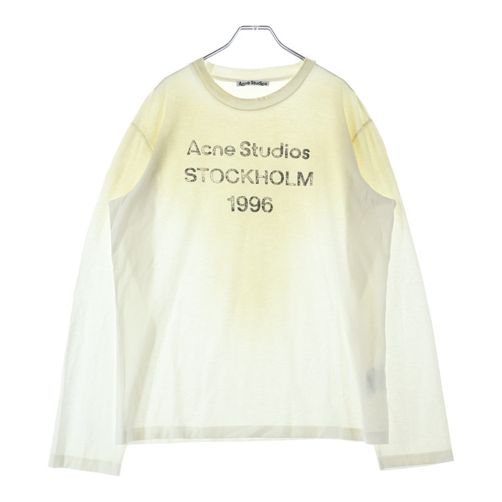 Acne Studios(アクネ ストゥディオズ) 1996 フロントロゴプリント 長袖Tシャツ カットソー ホワイト FN-UX-TSHI000016