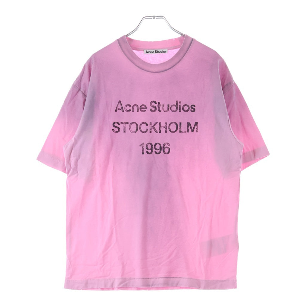 Acne Studios(アクネ ストゥディオズ) 1996 フロントロゴプリント 半袖Tシャツ カットソー ピンク FN-UX-TSHI000013