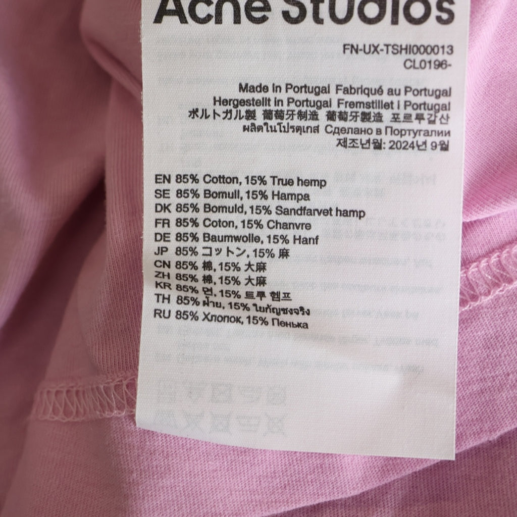 Acne Studios(アクネ ストゥディオズ) 1996 フロントロゴプリント 半袖Tシャツ カットソー ピンク FN-UX-TSHI000013