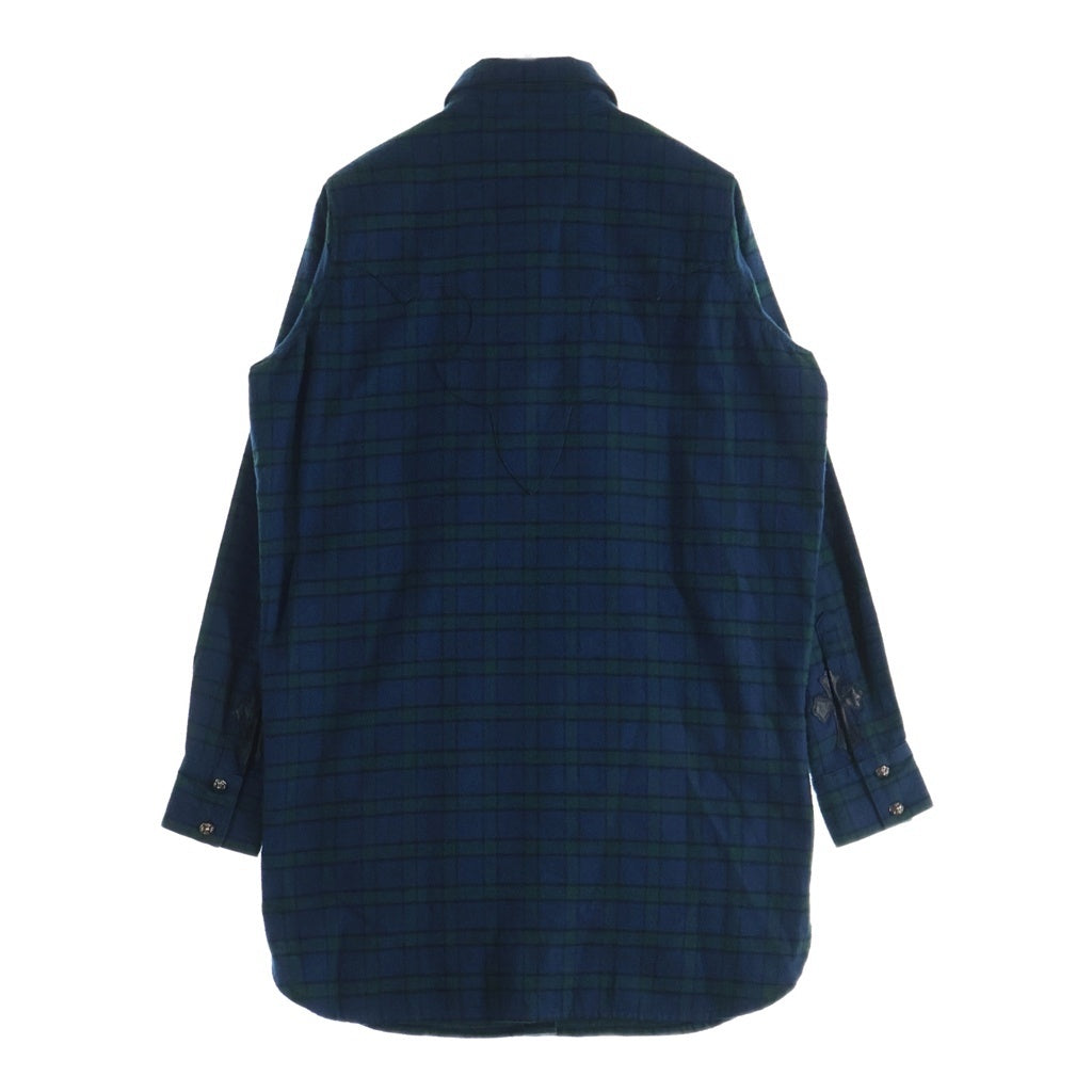 CHROME HEARTS(クロムハーツ) Y NOT Loose Ends Check Shirt ワイノット ルーズエンド 長袖チェックシャツ グリーン レディース
