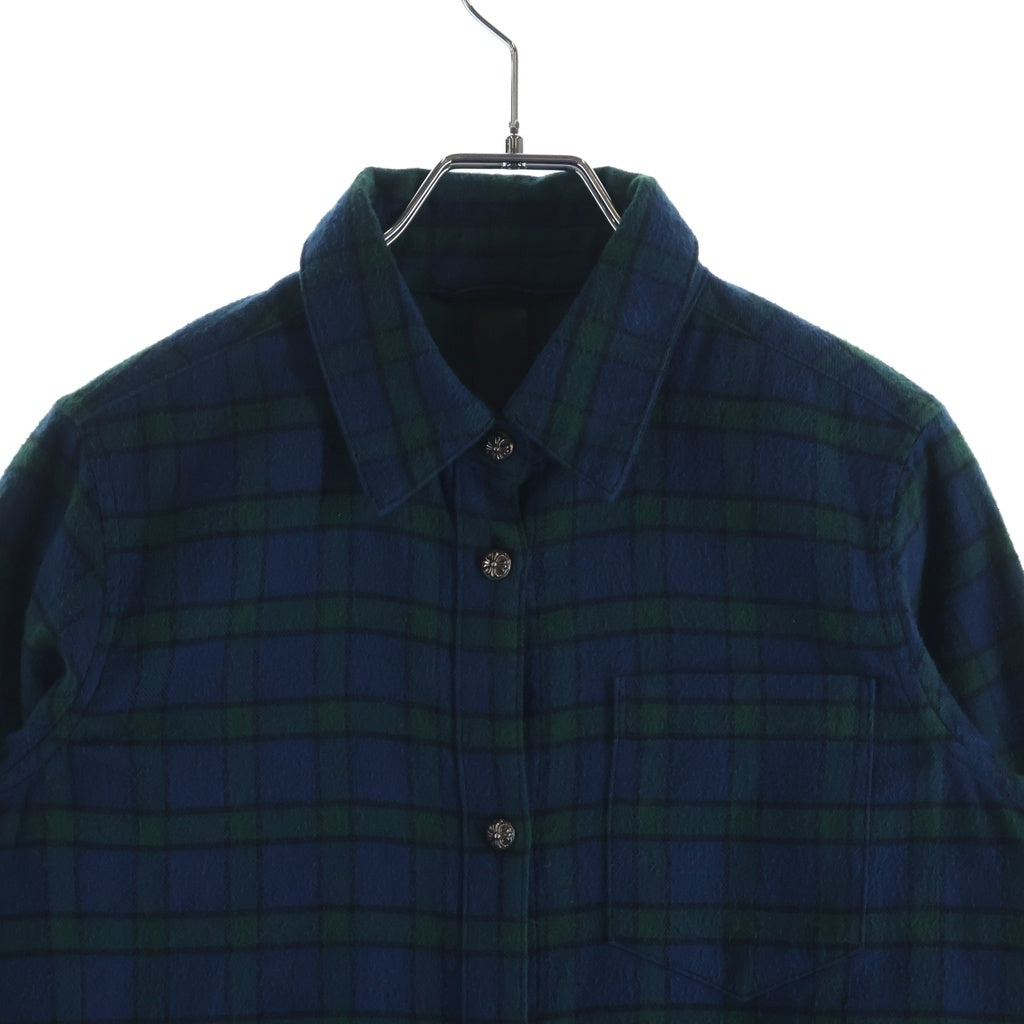 CHROME HEARTS(クロムハーツ) Y NOT Loose Ends Check Shirt ワイノット ルーズエンド 長袖チェックシャツ グリーン レディース