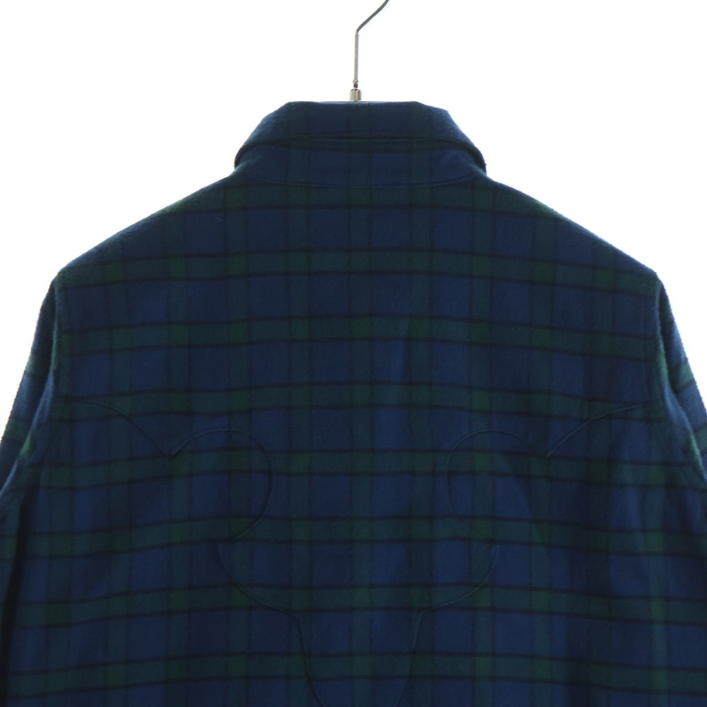 CHROME HEARTS(クロムハーツ) Y NOT Loose Ends Check Shirt ワイノット ルーズエンド 長袖チェックシャツ グリーン レディース