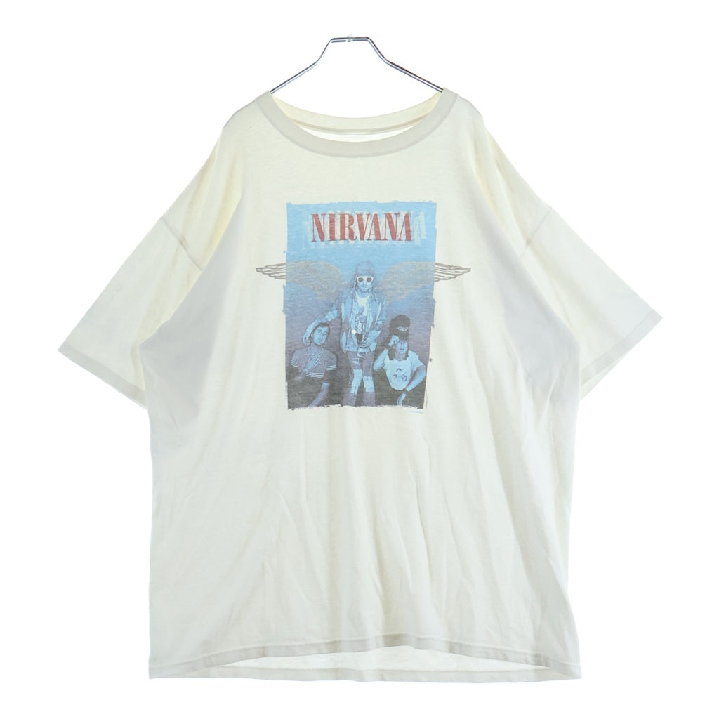 VINTAGE(ヴィンテージ) 00s NIRVANA BLUE BAR TEE ニルヴァーナ カートコバーン フロントプリント半袖Tシャツ カットソー ホワイト