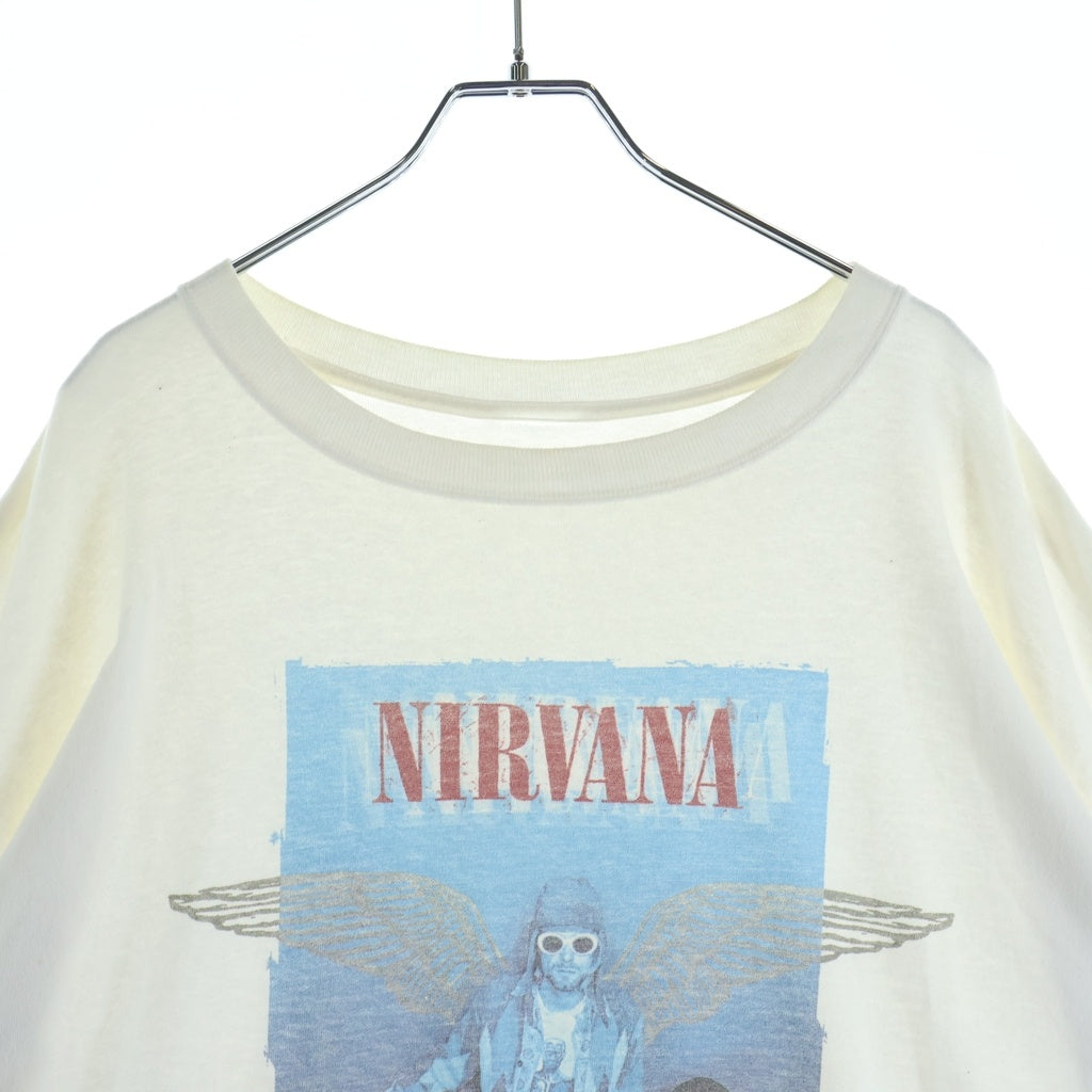VINTAGE(ヴィンテージ) 00s NIRVANA BLUE BAR TEE ニルヴァーナ カートコバーン フロントプリント半袖Tシャツ カットソー ホワイト
